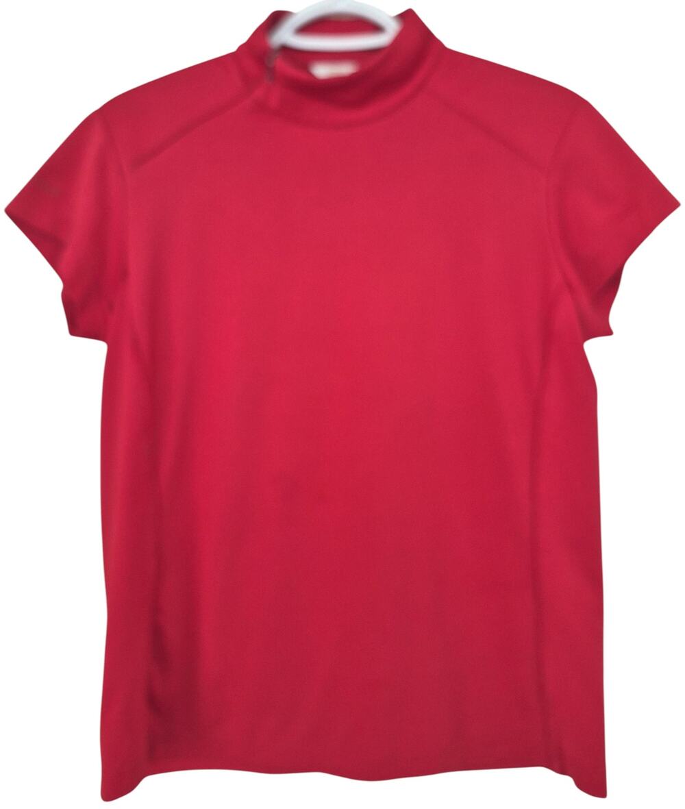 Ping Womens Golf Shirt Red Size Med High Collar with Zip Cap Sleeve Activewear